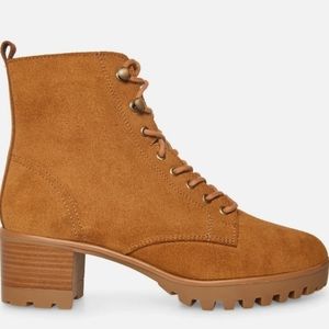 Anne Klein Womens ABLAZE Lace Up Leather Ankle Boots